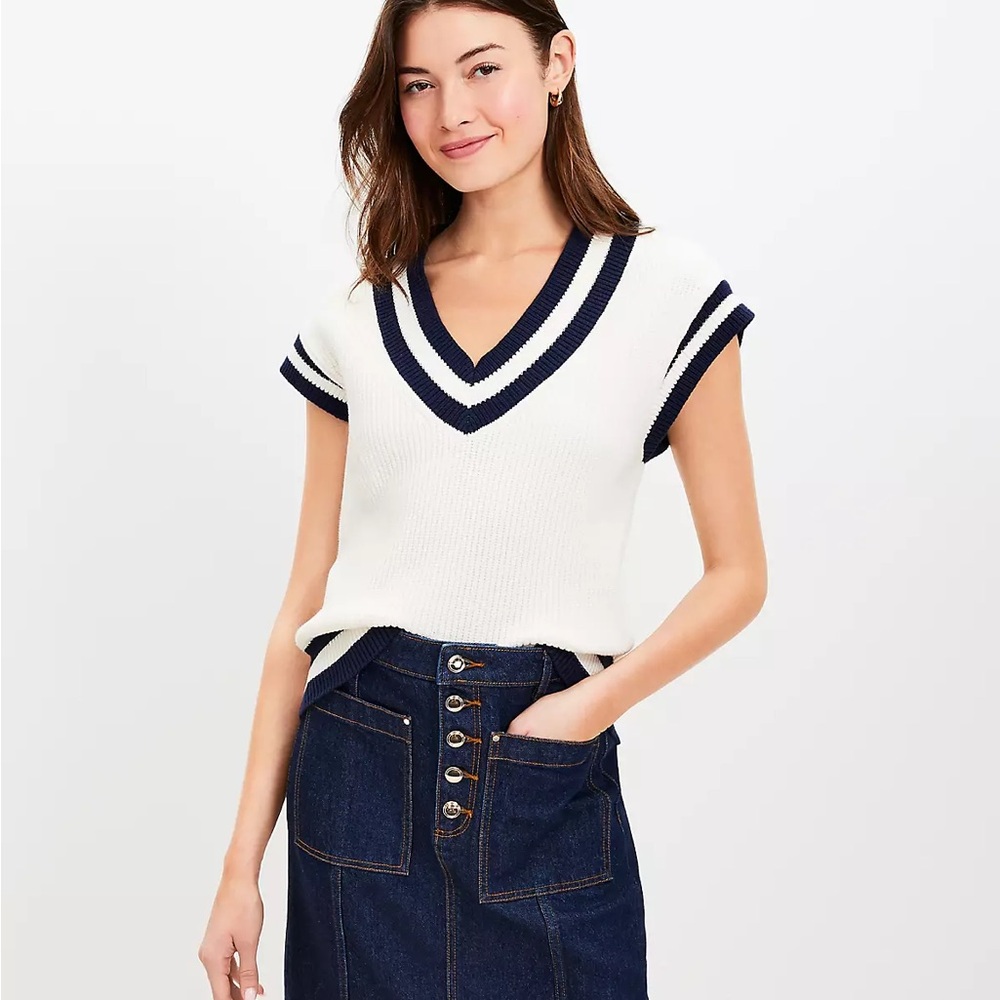 LOFT Varsity-tipped Sweater